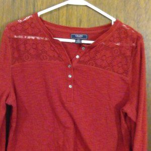 Chaps deep red laced blouse